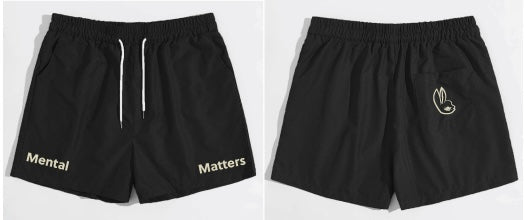 Mental Matters Black Drawstring Shorts