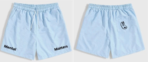 Mental Matters Baby Blue Drawstring Shorts